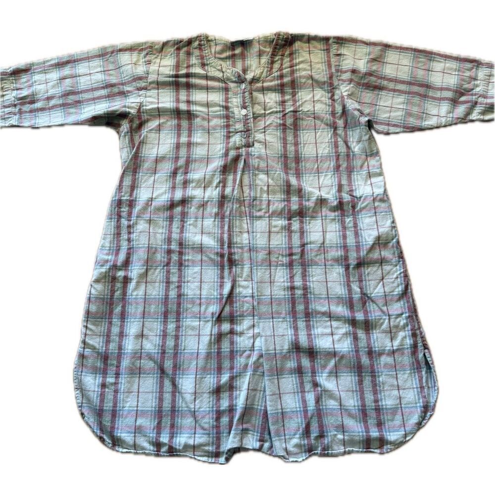 The Vermont Country Store Flannel Plaid Night Gown 100% Cotton Women’s Plus Size